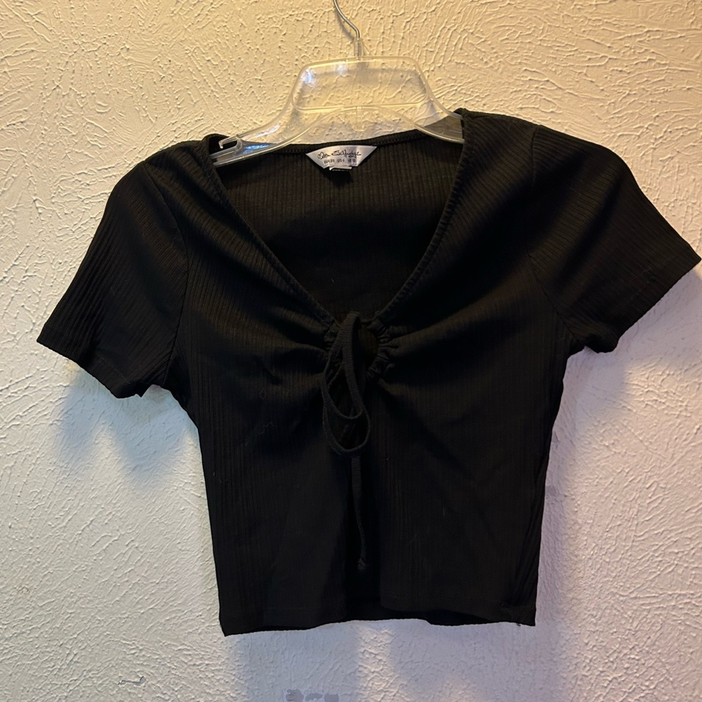 Miss Selfridge Black Tie-Front Blouse